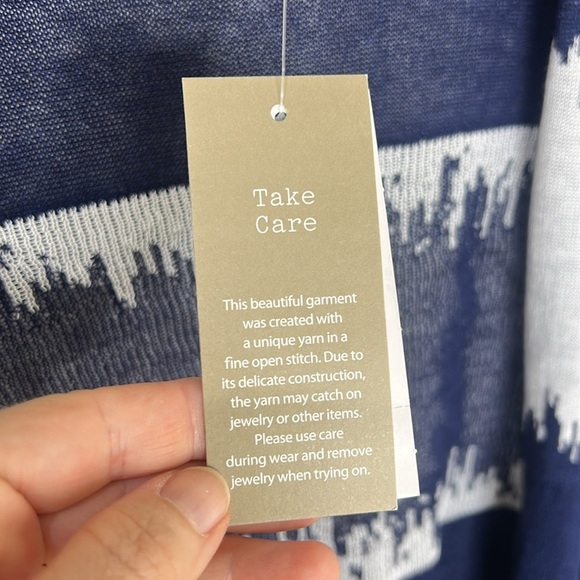 NWT CHICO’S Static Wave Kadie Cardi Jacket Midnight Blue White Size 0 Small - Picture 9 of 14